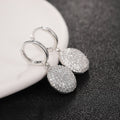 Crystal Pave Disc Drop Earrings in Silver Tone Polished Metal Earrings view 3