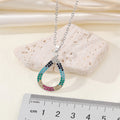 Silver Tone Multicolor Crystal Open Teardrop Pendant Necklace view 3