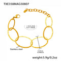 Gold Hammered Oval Link Necklace Bracelet Drop Earrings view 6
