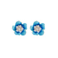 Blue Flower Pearl Look Cluster Statement Stud Earrings view 5