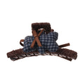 Plaid Fabric Teddy Bear Bow Shark Hair Claw Clip Style view 5