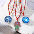 Colorful Cord Evil Eye Tree of Life and Hamsa Pendant Necklaces view 1