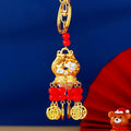 Illuminated Gourd Lantern Keychain With Red Beads and Coin Tassels view 1