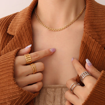 Interlocking Link Chain Necklace And Bracelet Gold Or Steel