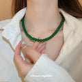 Emerald Glass Bead and Chinese Charm Necklaces 21 Styles view 4