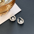 Silver Tone Pearl Look Center Clear Loop Drop Earrings view 2