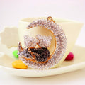 Rhinestone Couple Bears Crescent Moon Keychain Two Colors view 2