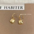 Gold Square Cushion Drop Earrings French Hook Polished view 3
