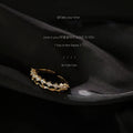 Gold Tone Open Ring Marquise Crystal Leaf Band Pair view 4