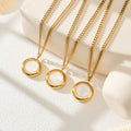 Gold Stainless Steel Mother of Pearl Heart and Circle Necklaces view 2
