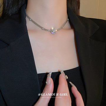 Silver Mesh Choker Crystal Rose Flower Centerpiece