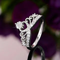 Silver Heart Crown Clear CZ Openwork Ring Sizes 6-10 view 2