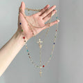 Layered Cross Necklace with Colorful Beads in Two Styles view 4