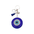 Large Rhinestone Evil Eye Round Tassel Bag Charm Keychains view 5