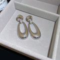 Open Oval Crystal Drop Stud Earrings In Two Metal Tones view 2