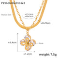 Gold Flower Zircon Pendant Necklace Double Layer Snake Chain Options view 6