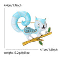Enamel Squirrel on Branch Brooch in Blue or Orange view 5