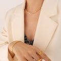 Linked Heart Teardrop Necklace and Bracelet Gold or Steel view 1
