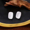 Brushed Rounded Rectangle Small Stud Earrings in Silver view 4