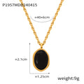 Tiger Eye Black Stone Oval Bean Pendant Necklaces Gold Steel view 9