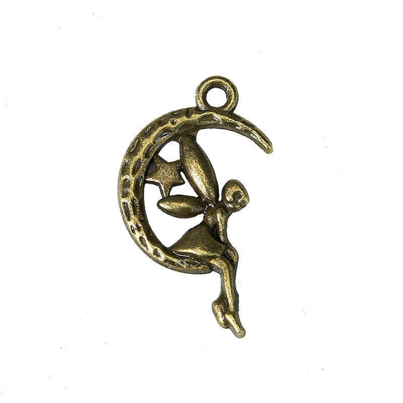 26x14mm Vintage Moon Angel Star Alloy Charm Pendant