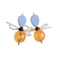 Blue and Amber Bow Drop Earrings with Pearl Strands view 5