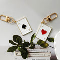 Gold Tone Enamel Heart and Spade Playing Card Clip Keychains view 2