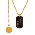 Good Luck Enamel Tag Ball Chain Necklace Gold Tone view 5
