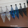 Beaded Diamond Fringe Earrings in Three Color Options view 3