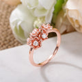 Rose Gold Multi Flower Cluster Clear CZ Accent Ring view 4