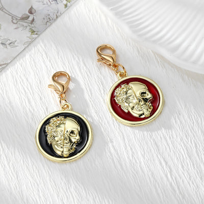 Main product view of gold Tone Red or Black Skull Portrait Disc Lobster-Clasp Charms