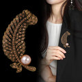 Leaf Crystal Pearl Look Two Designs Metal Brooch Pin view 4