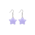 White Red Fuchsia and Purple Puffy Star Hook Earrings view 4