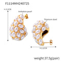 Gold Teardrop Imitation Pearl Cluster Stud Earrings Pair view 6