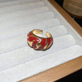 Gold Tone Open Cuff Enamel Wave Domed Ring 3 Colors view 6