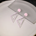 Clear Acrylic Triangle Ruler Drop Earrings Pink White view 4