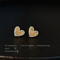 Gold Tone Fully Set Clear Stone Heart Stud Earrings For Women view 1