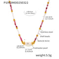 Beaded Natural Stone Shell Freshwater Pearl Necklaces Gold view 6