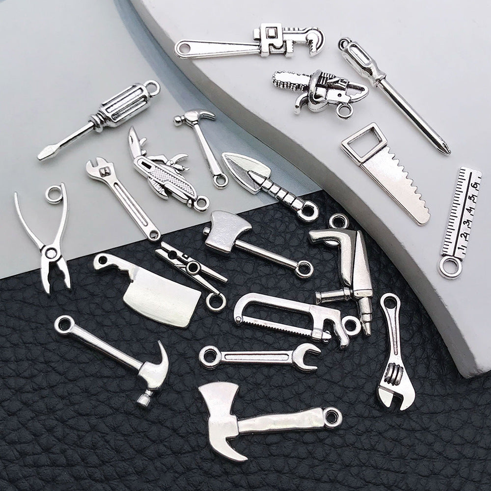 Zinc Alloy Screwdriver Wrench Axe Saw Tool Charm Pendant for Keychain and DIY Jewelry