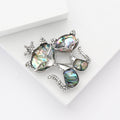 Abalone Shell Two Cat Brooch with Polished Metal and Decorative Accents view 3