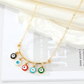 Gold Tone Multicolor Evil Eye Fringe Pendant Necklace view 1
