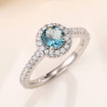 Round Solitaire Halo Slim Ring In Four Stone Colors Silver Tone view 4