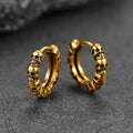 Sculpted Skull Hinged Hoop Earrings In Three Metal Tones view 2