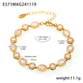 Starry Oval Halo Zircon Chain Bracelets Gold Steel view 6