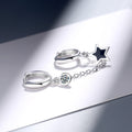 Silver Tone Linked Double Huggie Star Clear Stone Earrings view 2