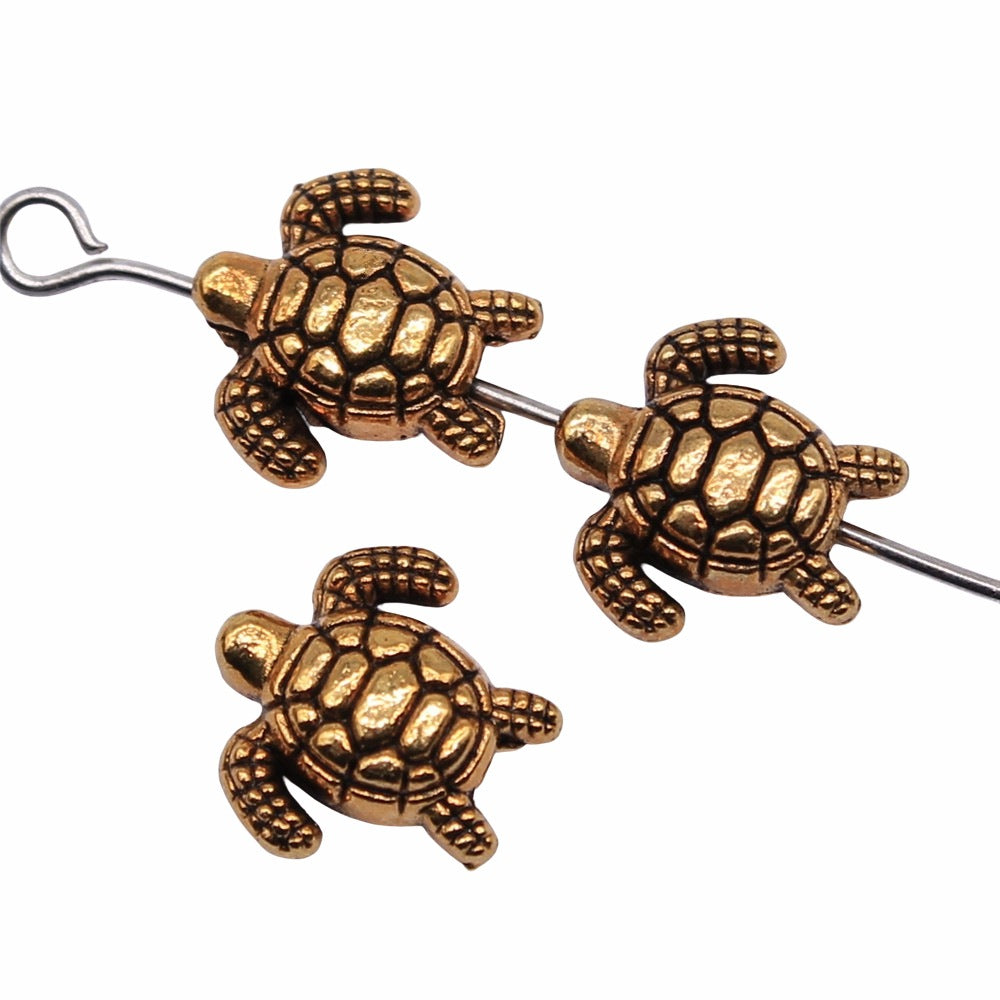 10x10mm 0.8g Antique Gold Zinc Alloy Turtle Loose Metal Beads for Bracelet DIY Jewelry Making