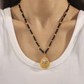 Gold Shell Star Pendant Necklace Snake Chain or Black Beads view 3
