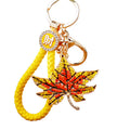 Crystal Autumn Maple Leaf Keychain with Red Orange and Yellow Stones view 5