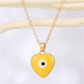 Gold Tone Heart Enamel Evil Eye Pendant Necklaces in Three Colors view 2