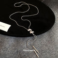 Crystal S Pendant Lariat Necklace with Distinctive Textured Details view 2